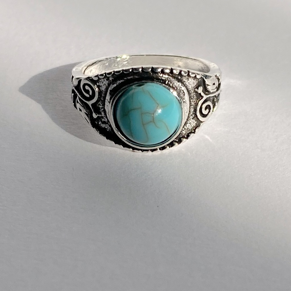 Boho Silver and turquoise southwestern ring 6.5